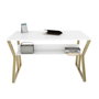 Hanah Home Wake Mesa de Estudio Blanco y Oro